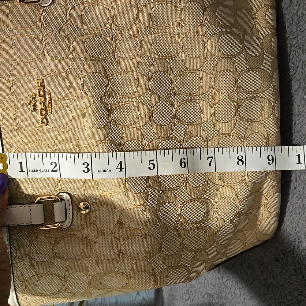 Coach F58282 Outline Signature Zip Top Cream Tote Bag - Picture 13 of 13